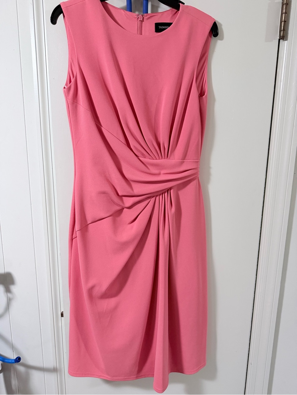 Tadashi Shoji Pink Sleeveless Twist-Detail Midi Dress
